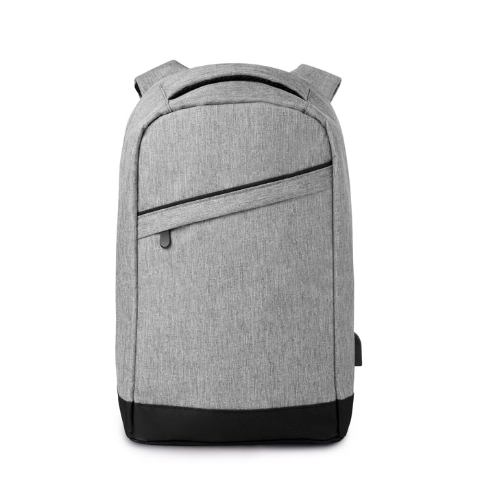 BERLIN - 2 tone backpack incl USB plug - Grey