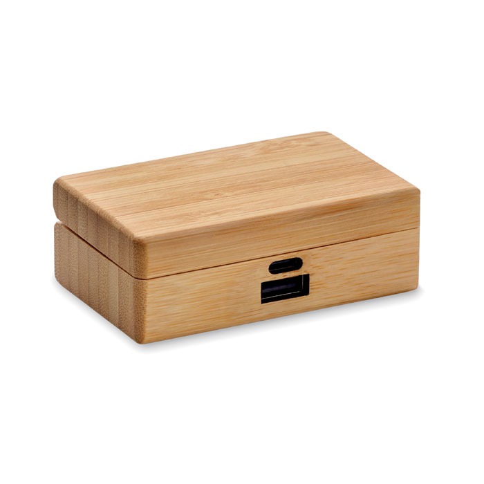 OREBAM - TWS earbuds in bamboo case