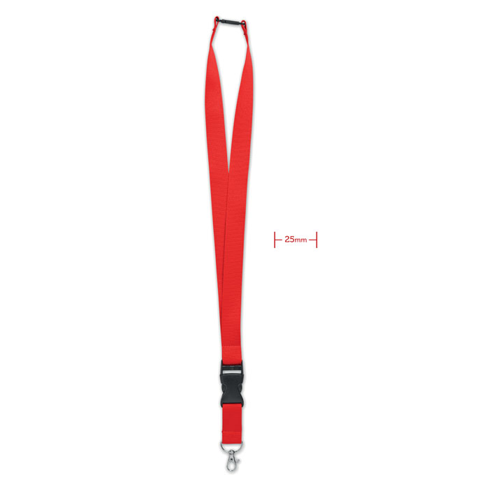 WIDE LANY - Lanyard with metal hook 25mm - Red