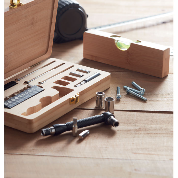 GALLAWAY - 21 pcs tool set in bamboo case