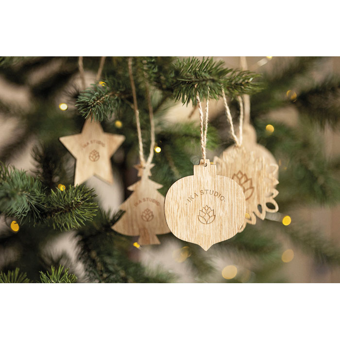 CHRISET - Set of wooden Xmas ornaments
