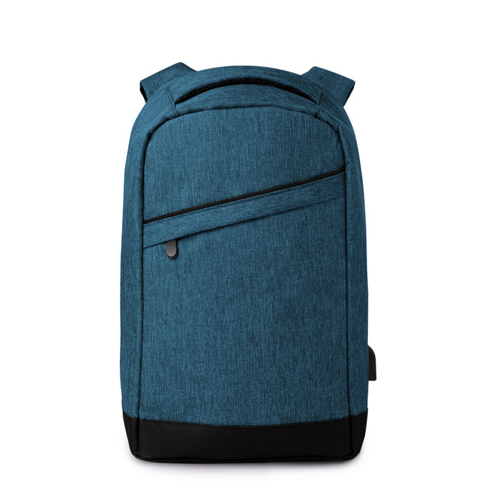 BERLIN - 2 tone backpack incl USB plug - Blue