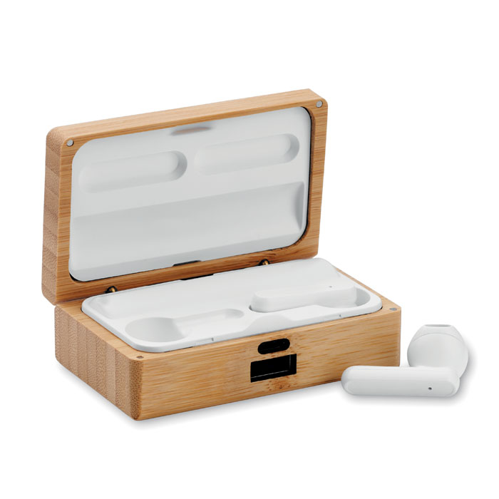 OREBAM - TWS earbuds in bamboo case