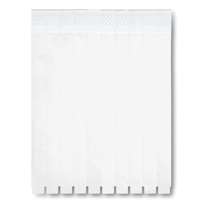 TYVEK - One sheet of 10 wristbands - White