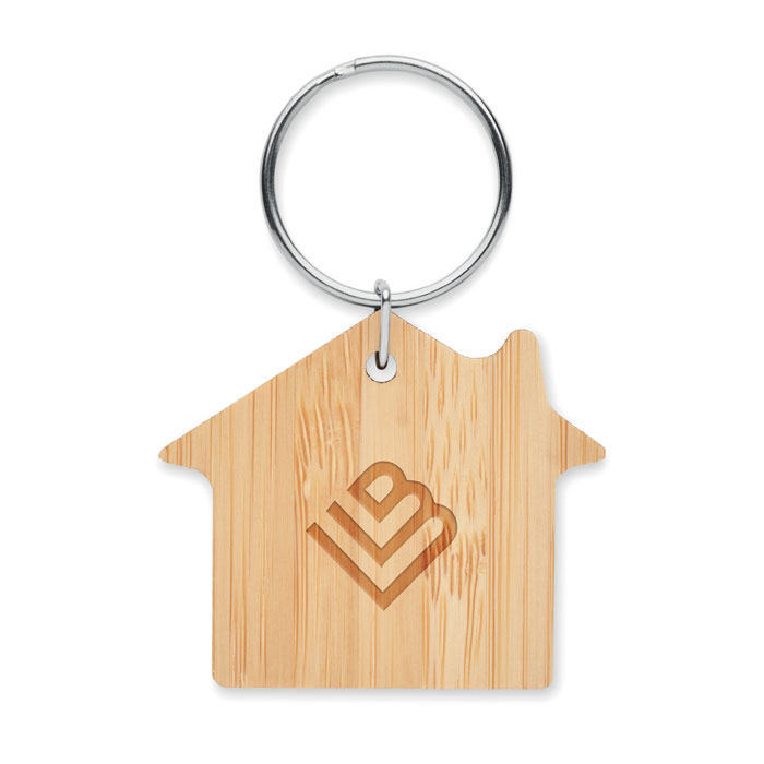 HOUSEBOO - House shaped bamboo key ring