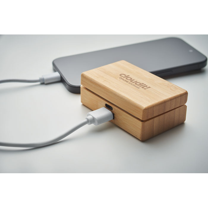 OREBAM - TWS earbuds in bamboo case