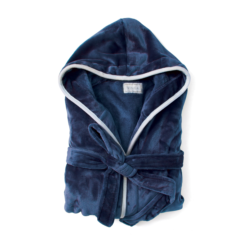 VINGA Louis luxury plush GRS RPET robe size S-M - navy (± PMS 19-4024 TCX)