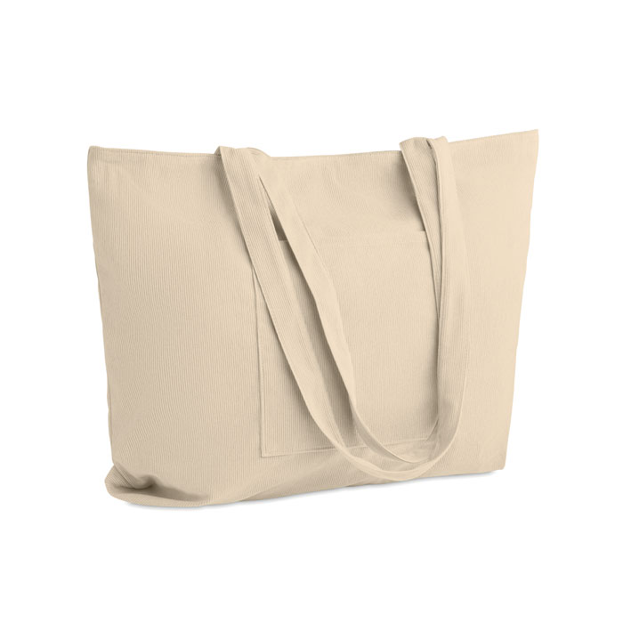 CORDY G - Corduroy large shopping bag - Beige