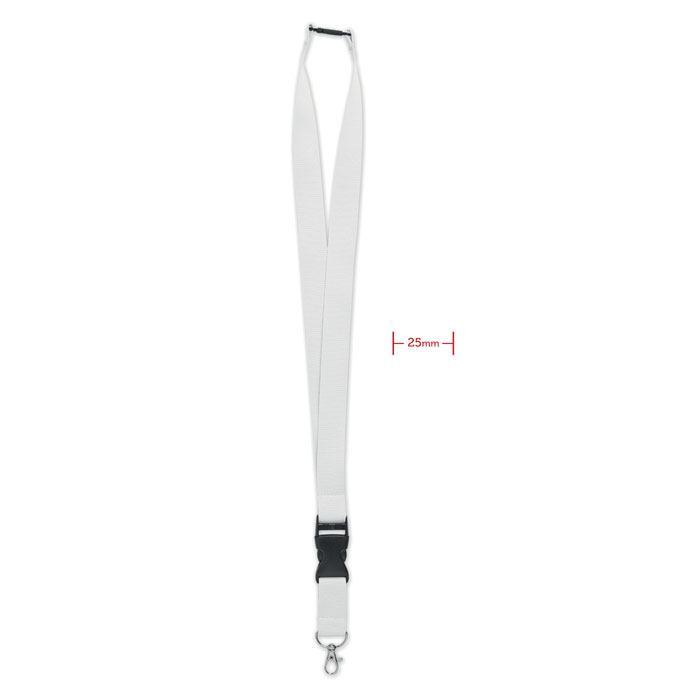 WIDE LANY - Lanyard with metal hook 25mm - White