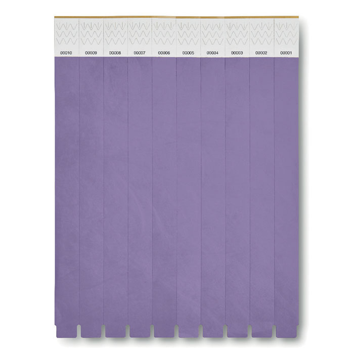 TYVEK - One sheet of 10 wristbands - Violet