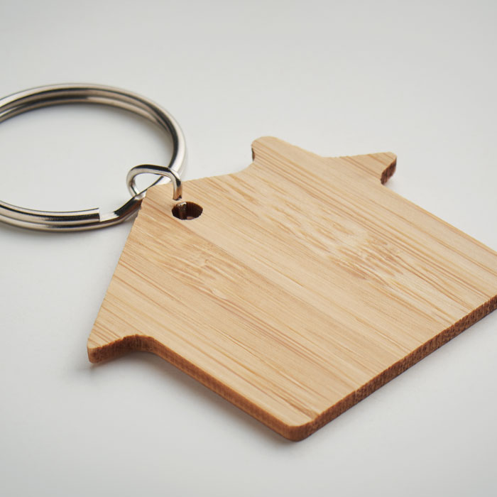 HOUSEBOO - House shaped bamboo key ring