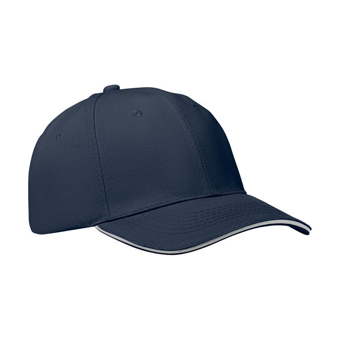 BUFFALO - 6 Panel baseball cap 260 gr/m - White/Dark Blue