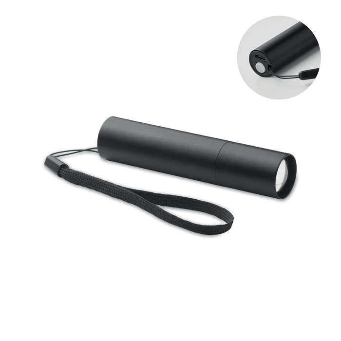 ALUMINATE - Aluminium rechargeable torch - Black