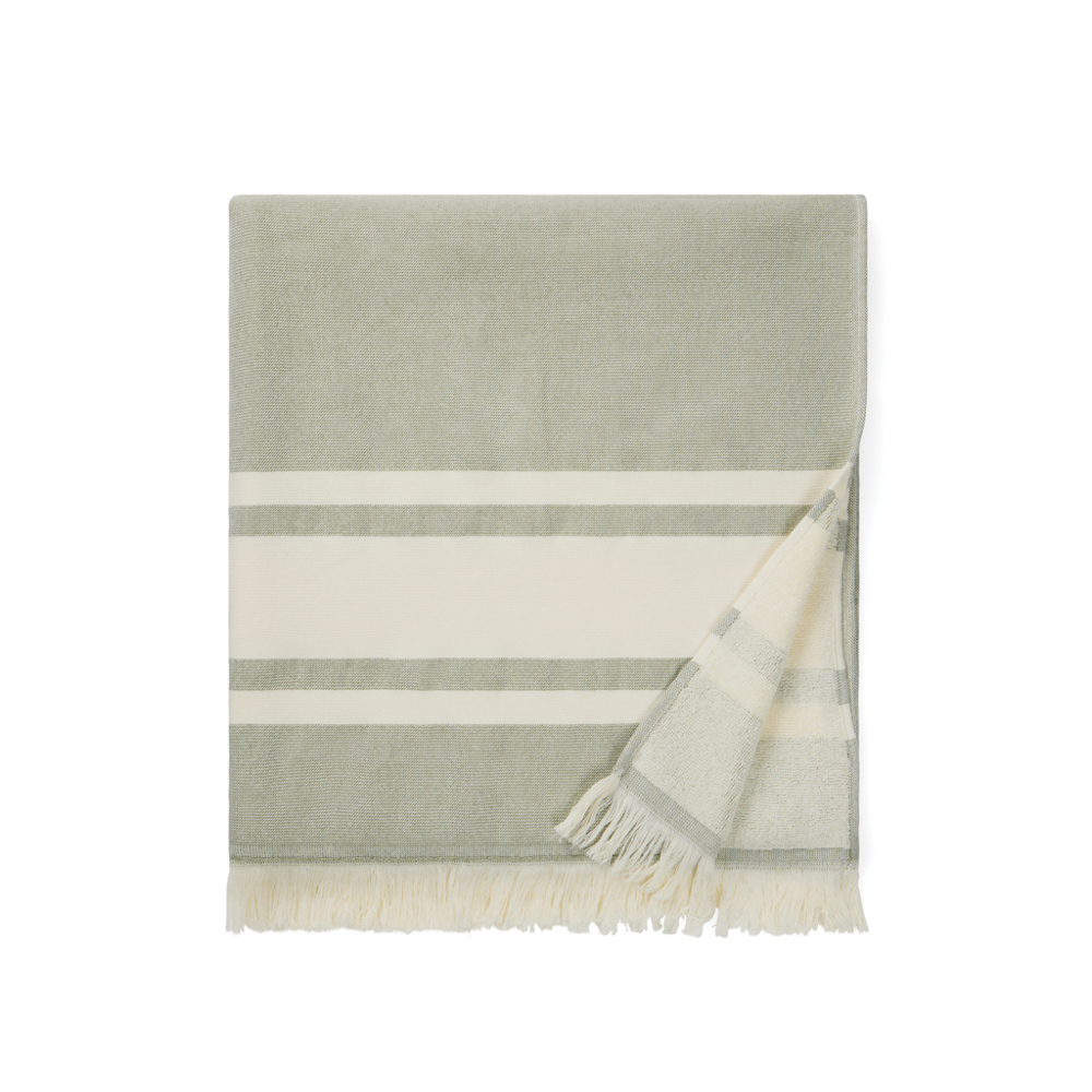 VINGA Tolo hammam terry towel - green, off white (± PMS 17-0115 TPG/ ± PMS 11-0606 TPG)