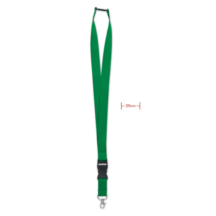 WIDE LANY - Lanyard with metal hook 25mm - Green