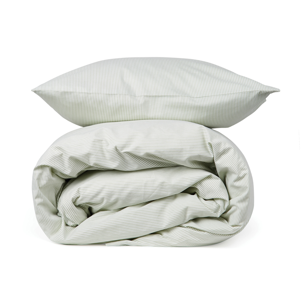 VINGA Montgomery premium cotton bed linen, 4 pcs set - green, white (± PMS Green/ ± PMS White)