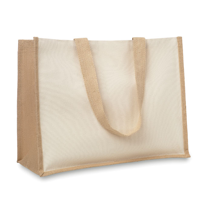 CAMPO DE FIORI - Jute and canvas shopping bag - Beige