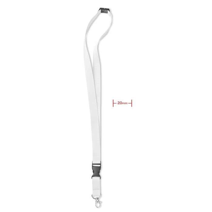 LANY - Lanyard hook and buckle 20 mm - White