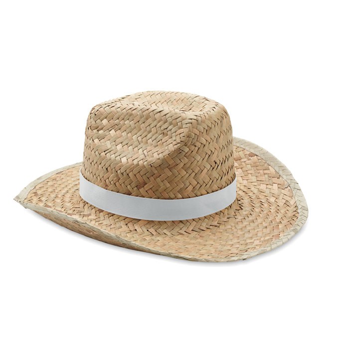 TEXAS - Natural straw cowboy hat - White