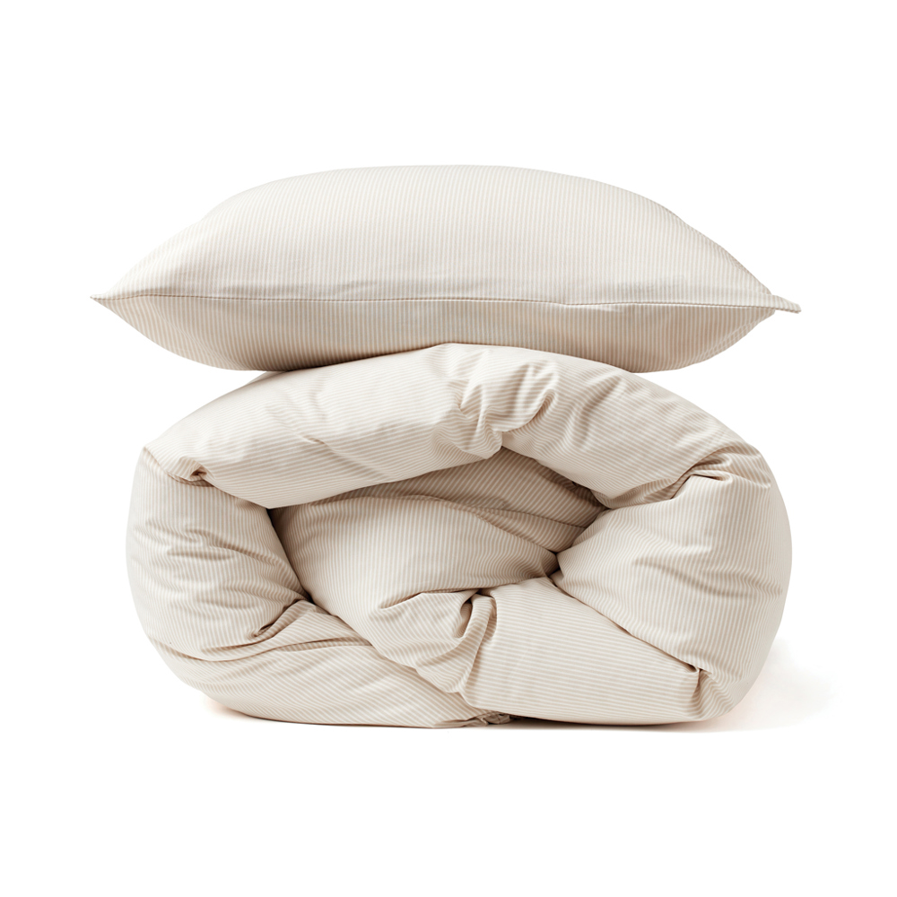 VINGA Montgomery premium cotton bed linen, 4 pcs set - beige, white (± PMS beige/ ± PMS White)
