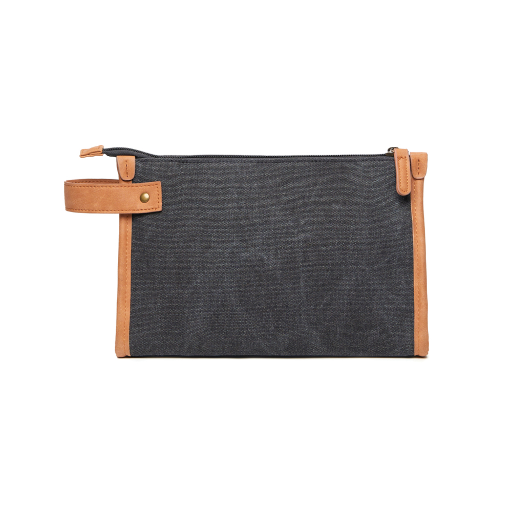 VINGA Bosler GRS recycled canvas toiletry bag - black (± PMS 433)