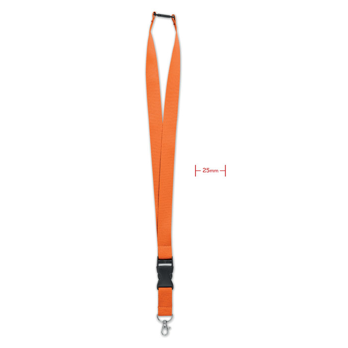 WIDE LANY - Lanyard with metal hook 25mm - Orange