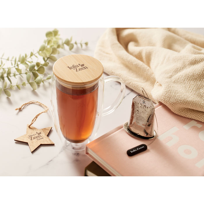 TEROL - Double wall glass mug 450ml