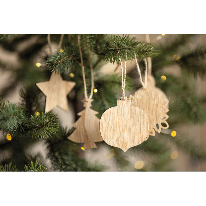 CHRISET - Set of wooden Xmas ornaments