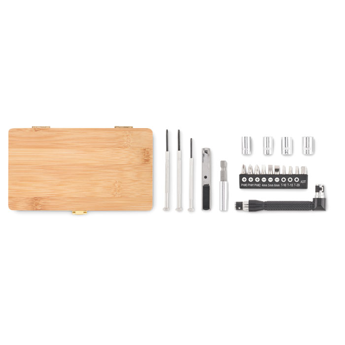 GALLAWAY - 21 pcs tool set in bamboo case