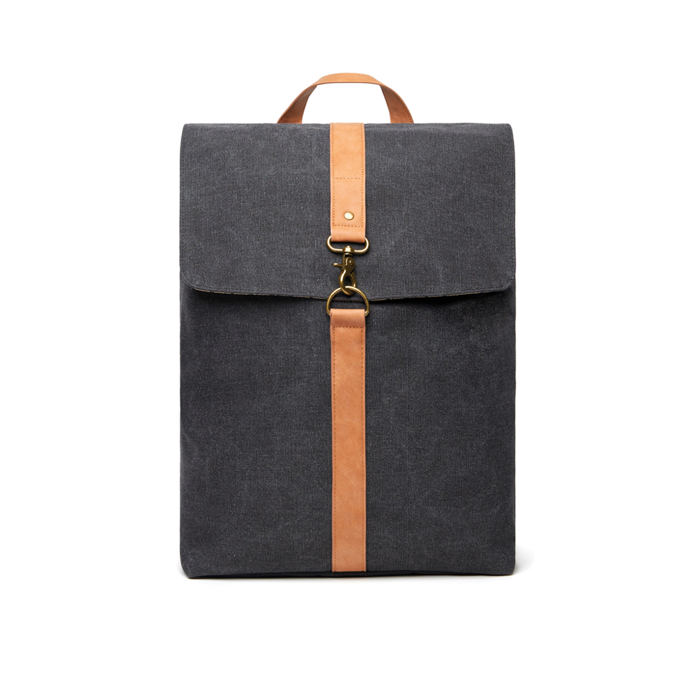 VINGA Bosler backpack GRS recycled canvas - black (± PMS 433)