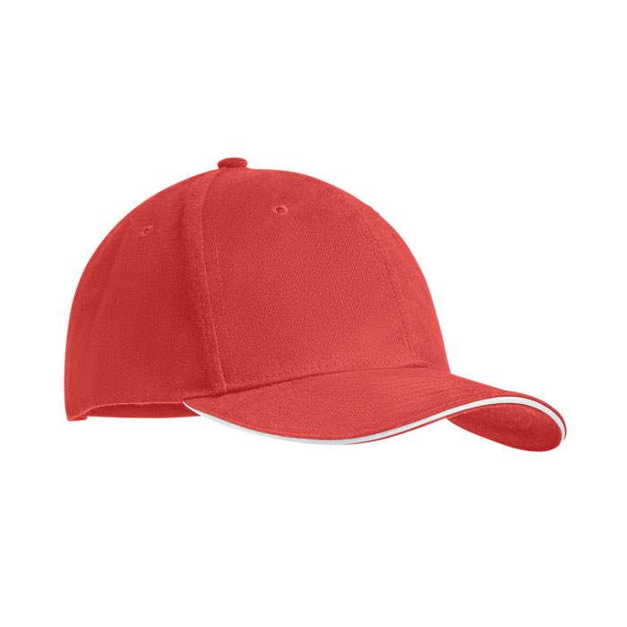 TEKAPO - 6 panel baseball cap 270 gr/m - White/Red