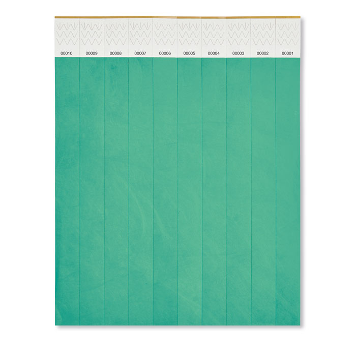 TYVEK - One sheet of 10 wristbands - Turquoise