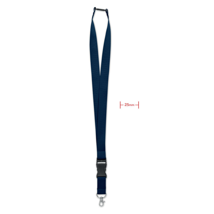 WIDE LANY - Lanyard with metal hook 25mm - Blue