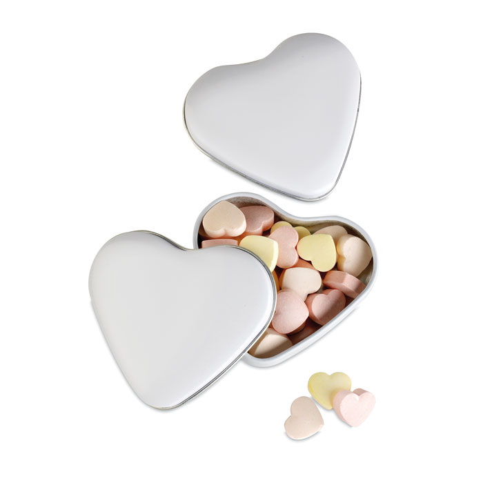 LOVEMINT - Heart tin box with candies - White