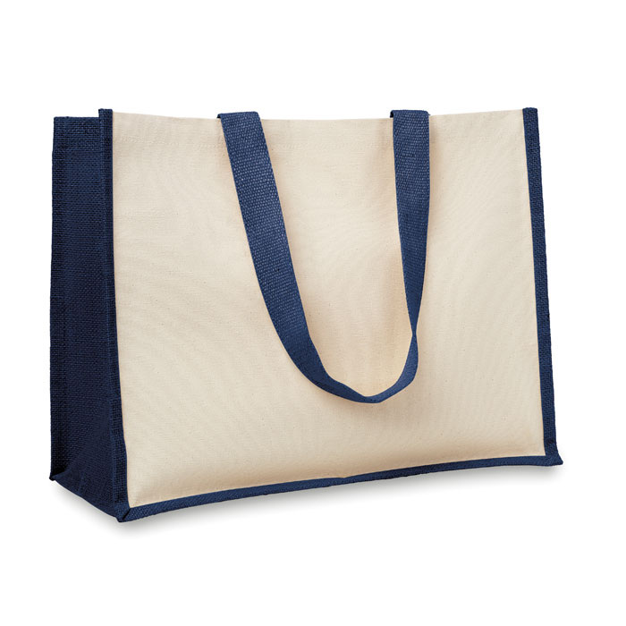 CAMPO DE FIORI - Jute and canvas shopping bag - Blue