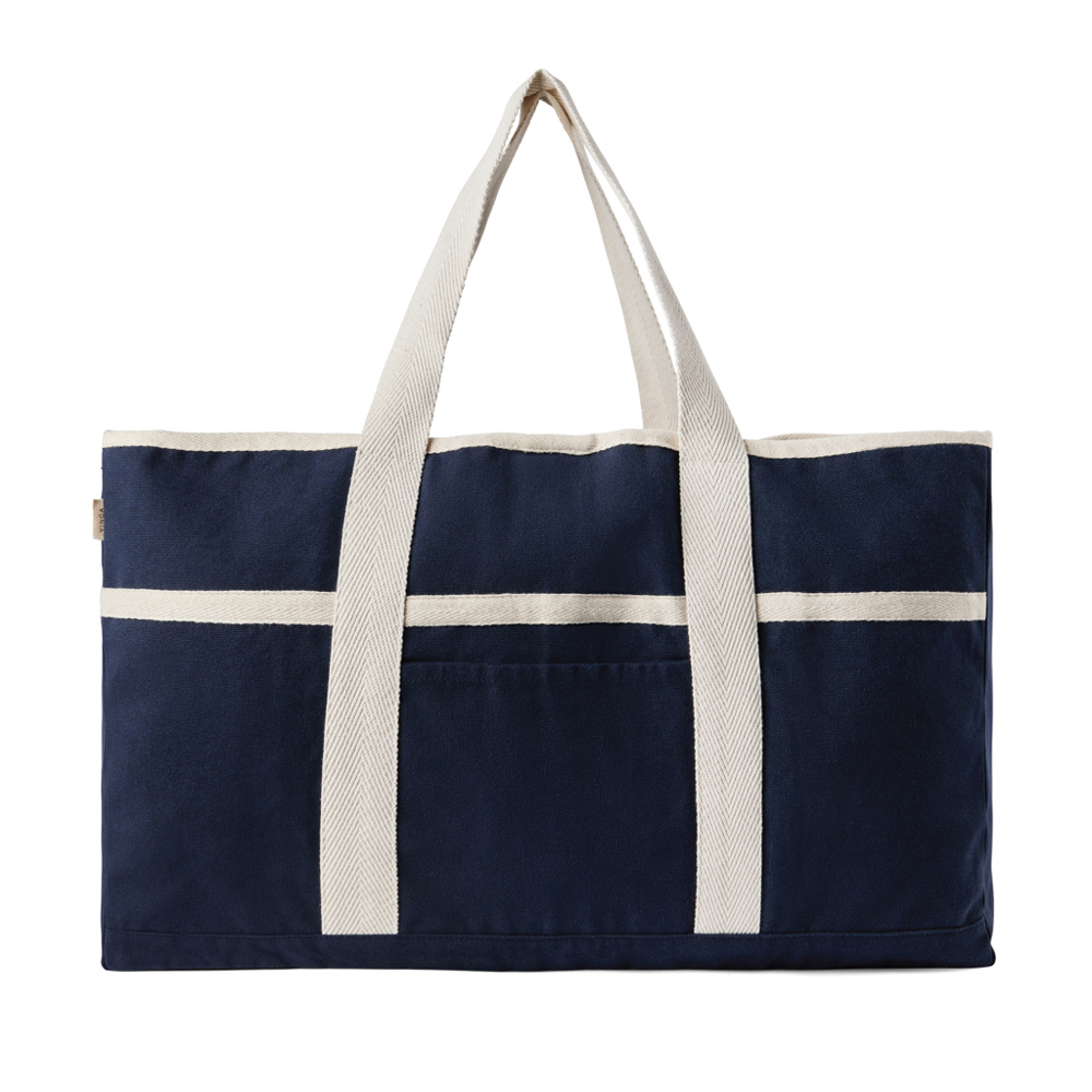 VINGA Volonne AWARE™ recycled canvas beach bag - blue, off white (± PMS 19-4011/ ± PMS 11-0606 TPG)