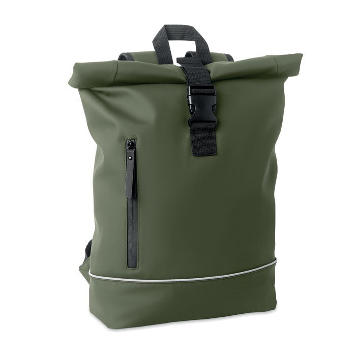 LAPTOSA - Laptop 15" roll top PU backpack - Dark Green