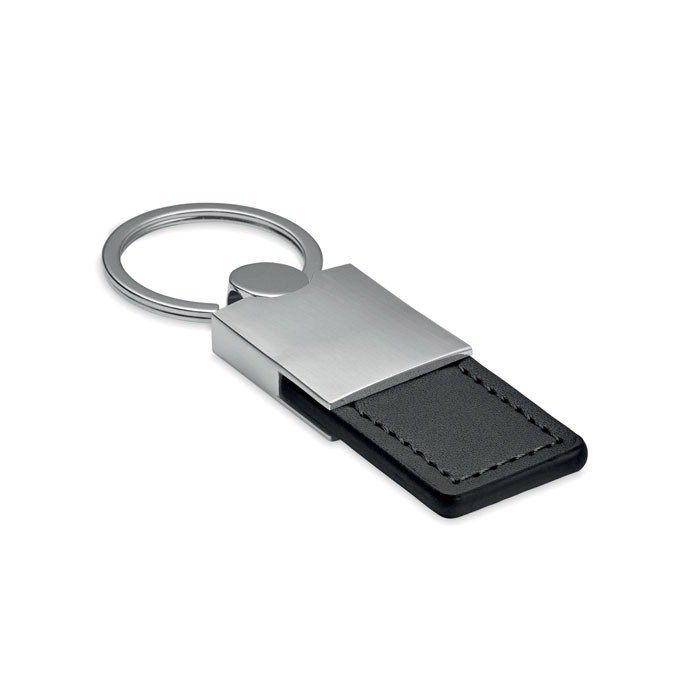 COLUMBUS - PU and metal key ring - Black