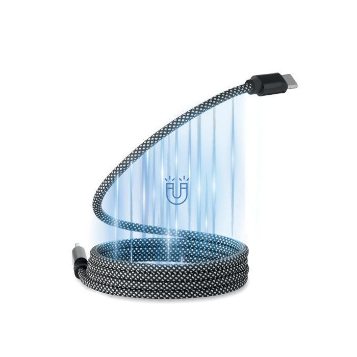 BRAID - Braided magnetic cable in RPET - White/Black