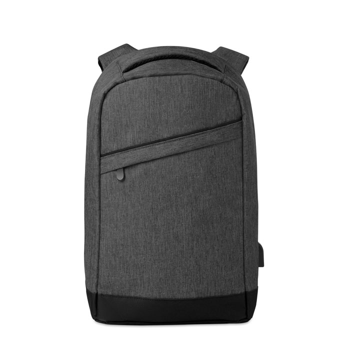 BERLIN - 2 tone backpack incl USB plug - Black