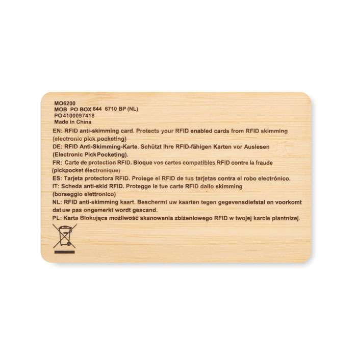 CUSTOS + - RFID card in bamboo material