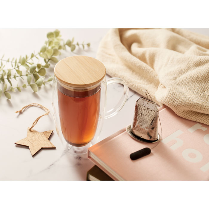 TEROL - Double wall glass mug 450ml