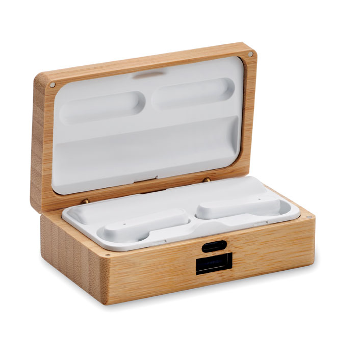 OREBAM - TWS earbuds in bamboo case